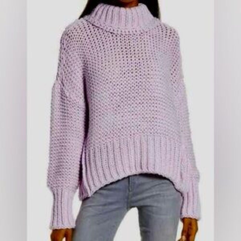 Free People My Only Sunshine chunky knit sweater size small lavender